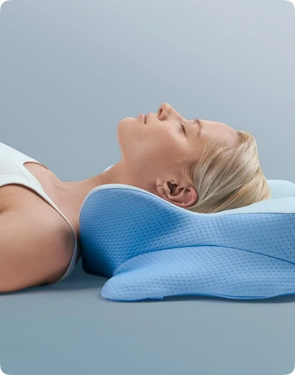 Seller illustration of a woman resting on her back on Ergo Pillow